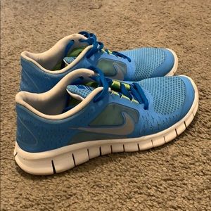 Nike Free Run blue white running shoes 5.5Y 38 7 6